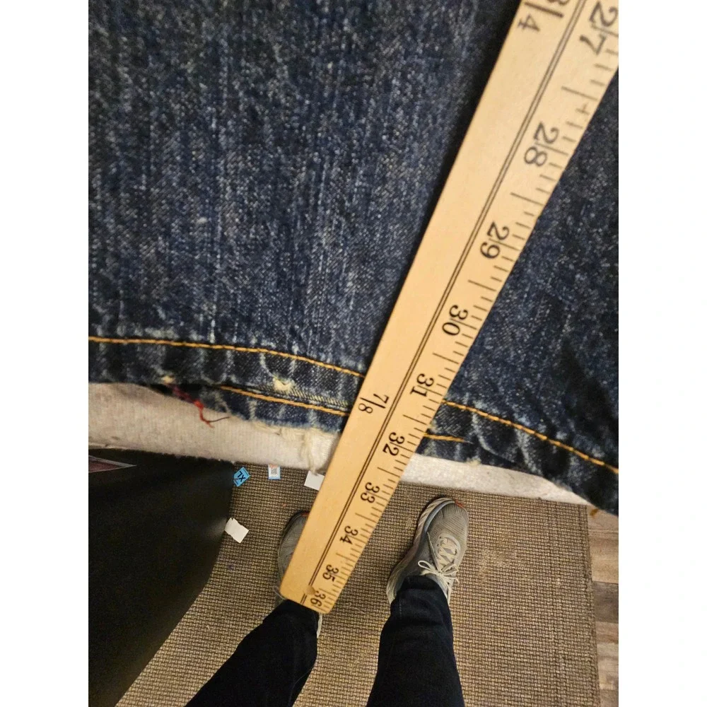 True Religion Ricky Super T Straight Leg Jeans Mens 32 Dark Wash Contrast Stitch